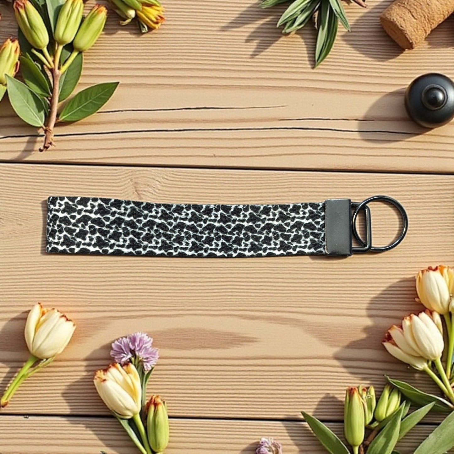 Wristlet Keychain | Cow Print