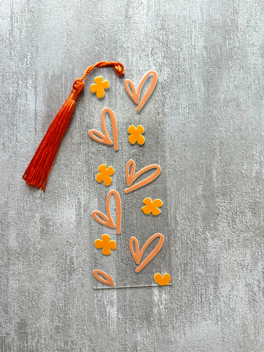 Acrylic Bookmark | Hearts & Flowers