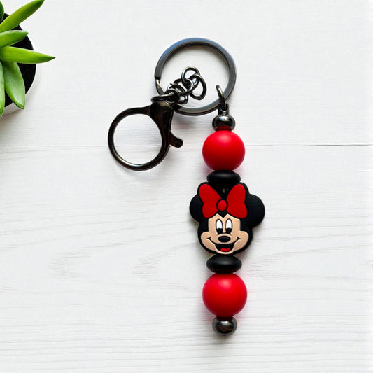 Cartoon Inspired Keychain | Red & Black Beaded