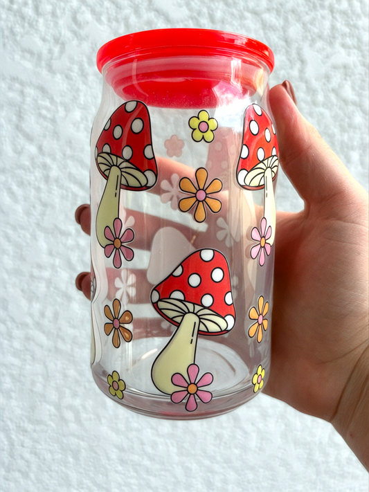 Libby Glass | Mushrooms & Floral Design (16oz)