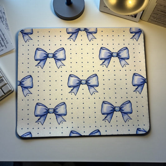 Bow Mouse Pad | Blue Coquette Design