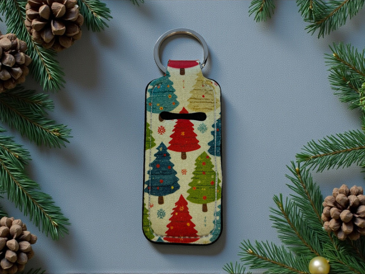 Lip Balm Holder Keychain | Colorful Tree Print