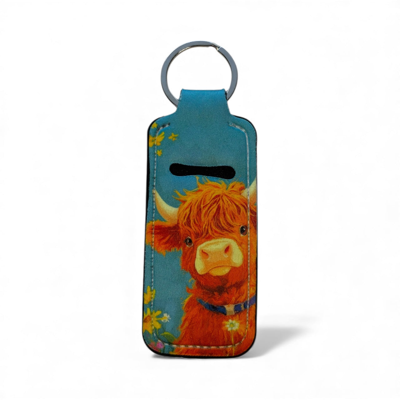 Lip Balm Holder Keychain | Highland Cow Floral