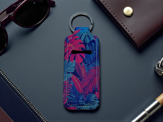 Lip Balm Holder Keychain | Tropical Leaves