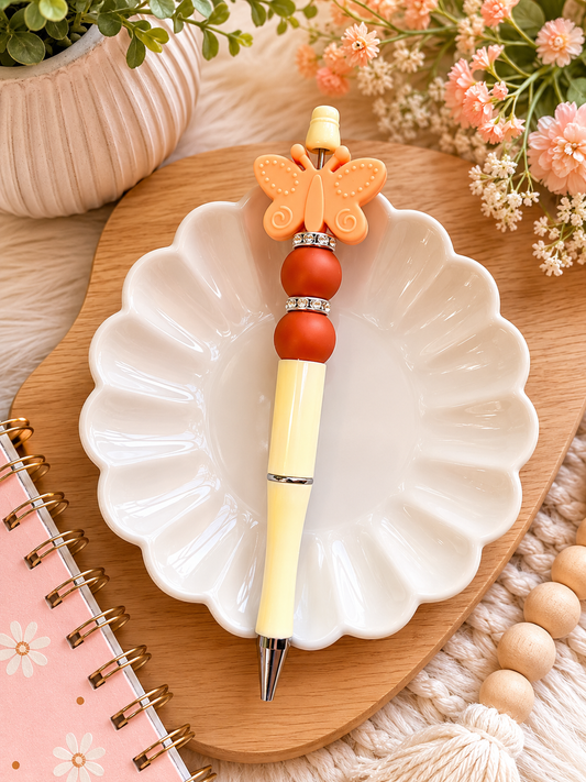 Peach Butterfly | Beaded Pen