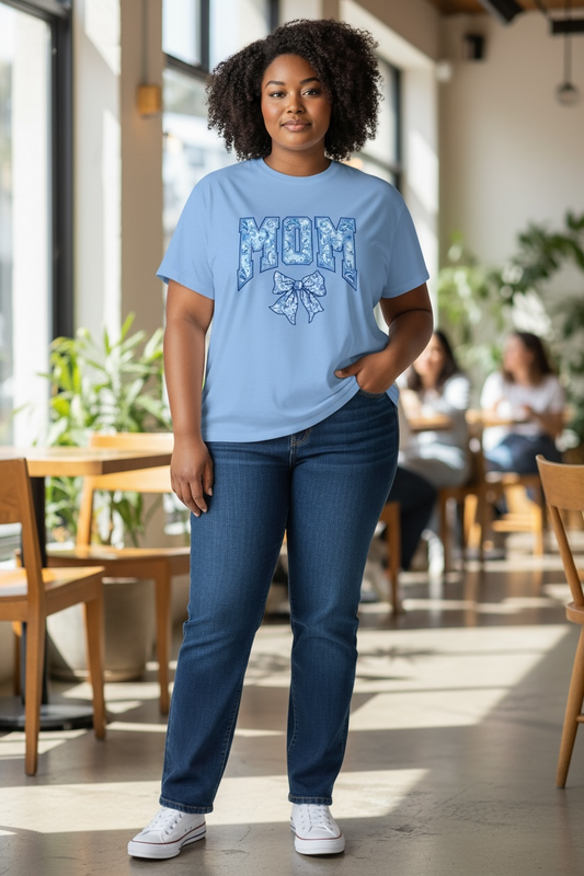 Mom Graphic Tee | Floral Bow Design